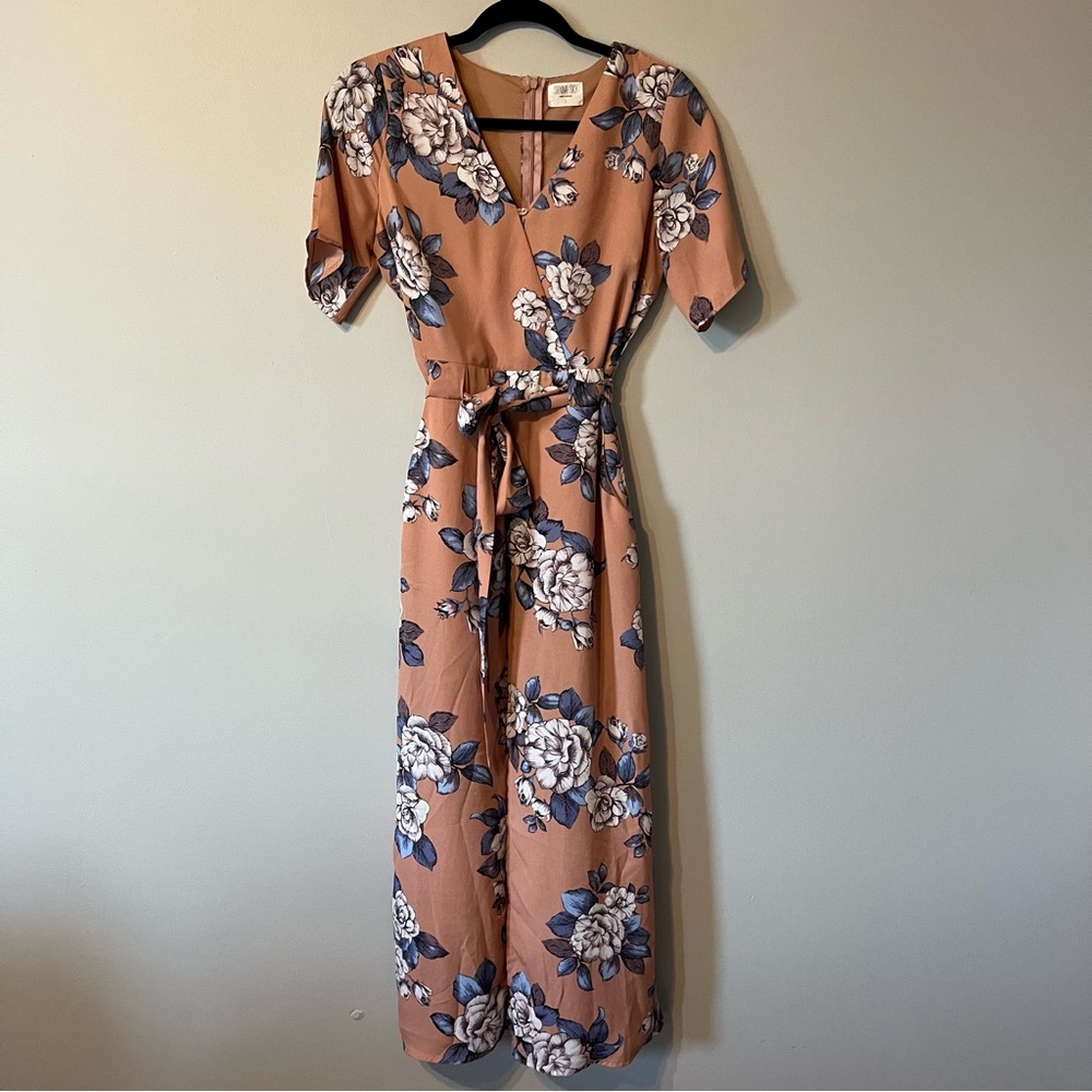 Sienna Sky Orange and White Wrap Tie Front Maxi Dress
